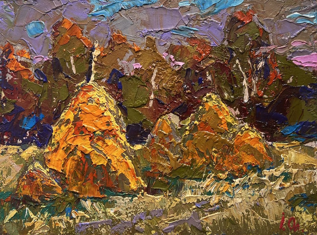 Oil painting Haystacks in the field Alex Kalenyuk - 3