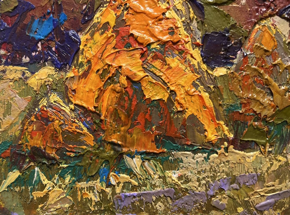 Oil painting Haystacks in the field Alex Kalenyuk - 5