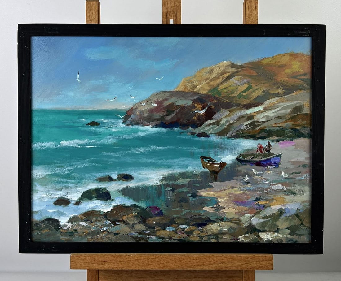 Oil painting Boats on the seashore Yuriy Suprunchuk: Title: Oil painting Boats on the seashore Yuriy Suprunchuk Description: ?AAA6357 *** ABOUT THIS PAINTING *** * TITLE: "Boats on the seashore" * ARTISTS: Yuriy Suprunchuk * SIZE: 30x40 cm/11.81x15.74 i