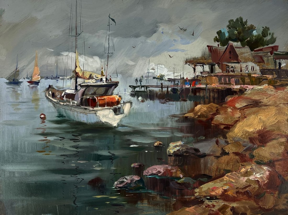 Oil painting Sea Harbor Before the Storm Yuriy Suprunchuk - 3