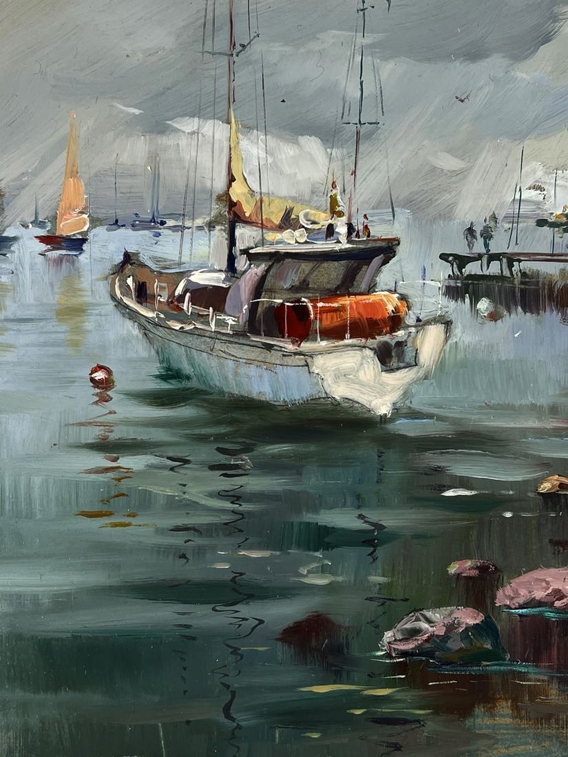 Oil painting Sea Harbor Before the Storm Yuriy Suprunchuk - 5