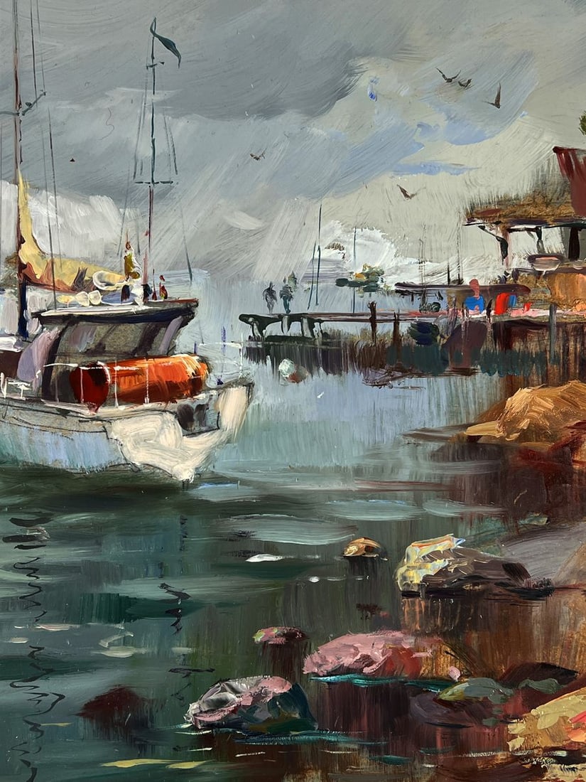 Oil painting Sea Harbor Before the Storm Yuriy Suprunchuk - 7