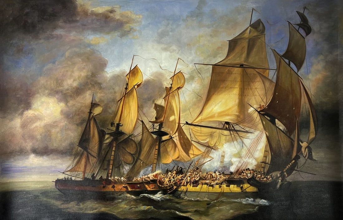 Oil painting Ships in the endless sea Unknown artist (1 of 10)