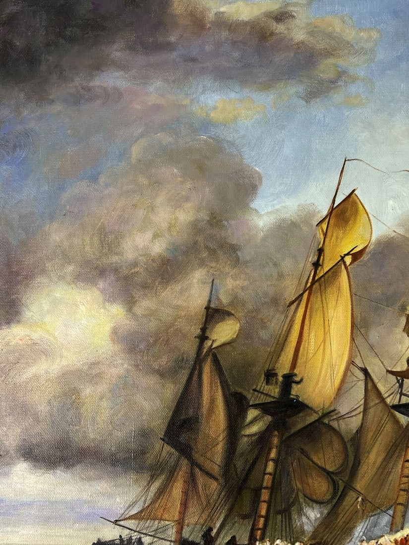 Oil painting Ships in the endless sea Unknown artist - 2