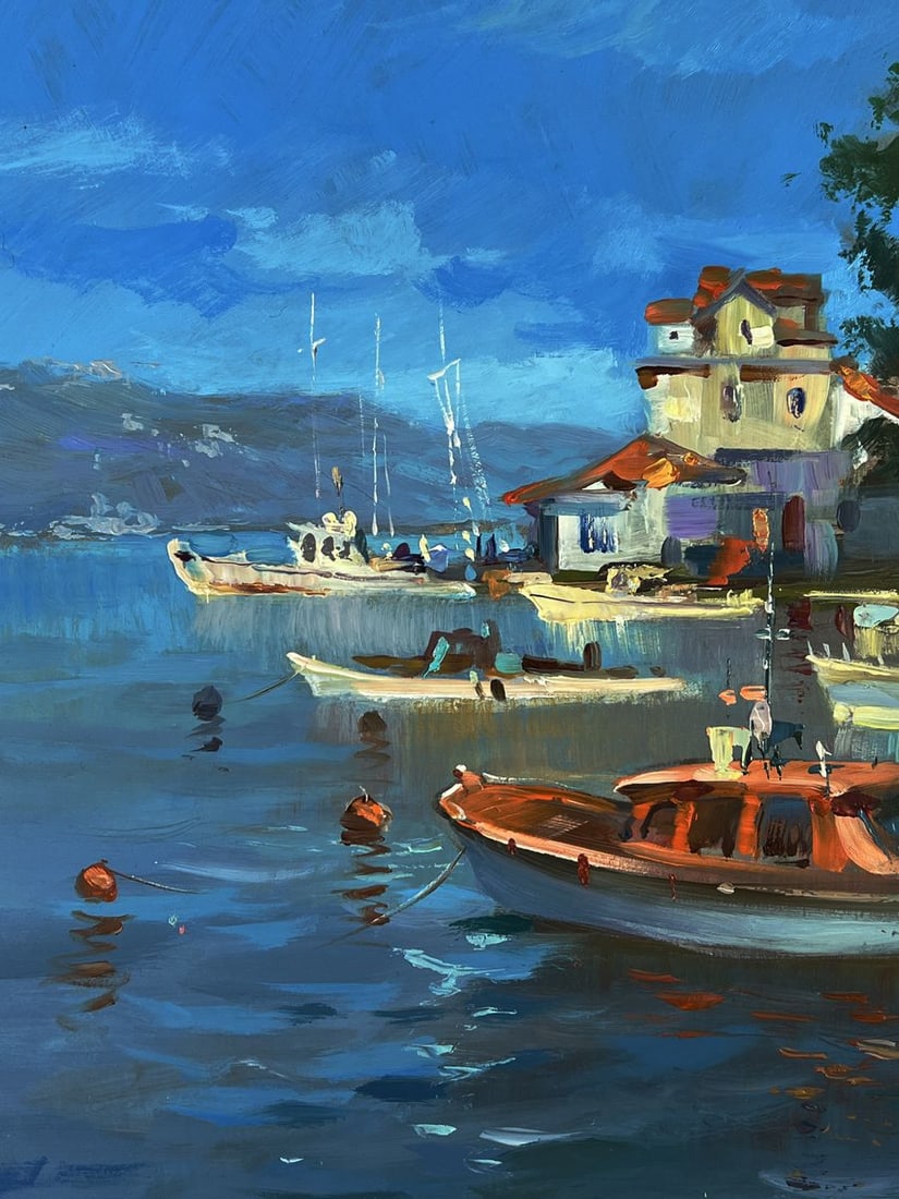 Oil painting City coastal boats Yuriy Suprunchuk - 4