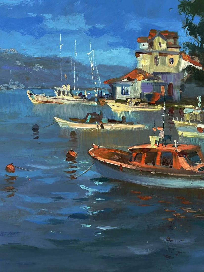 Oil painting City coastal boats Yuriy Suprunchuk - 5