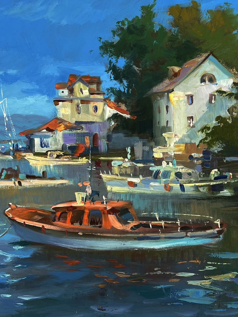 Oil painting City coastal boats Yuriy Suprunchuk - 6