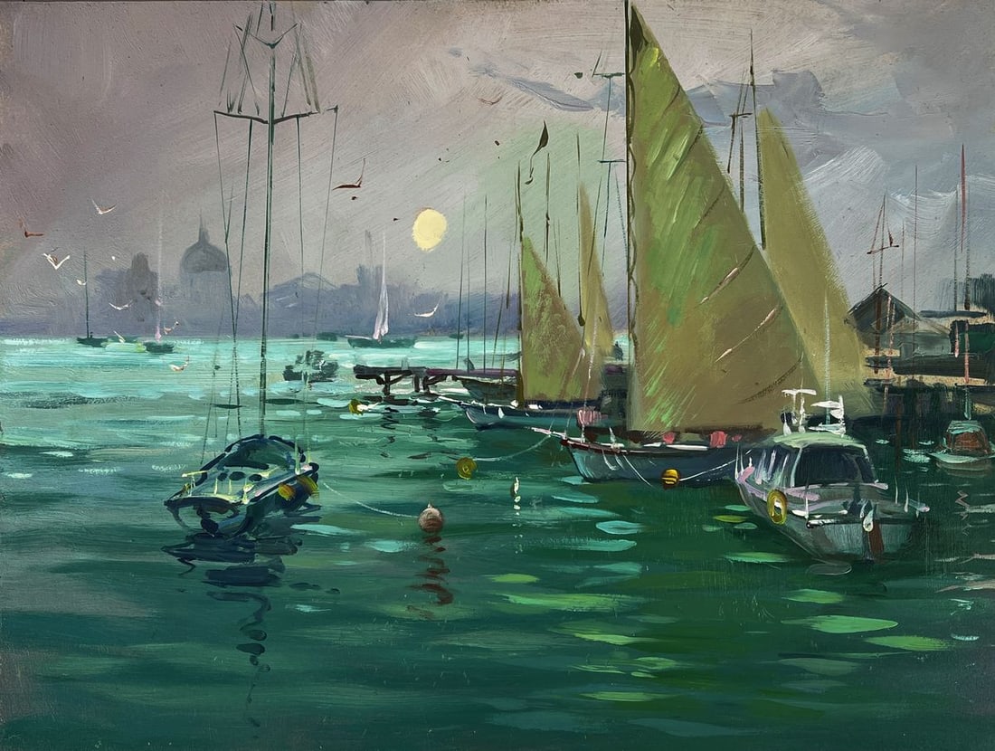 Oil painting Ships at the pier Yuriy Suprunchuk - 3