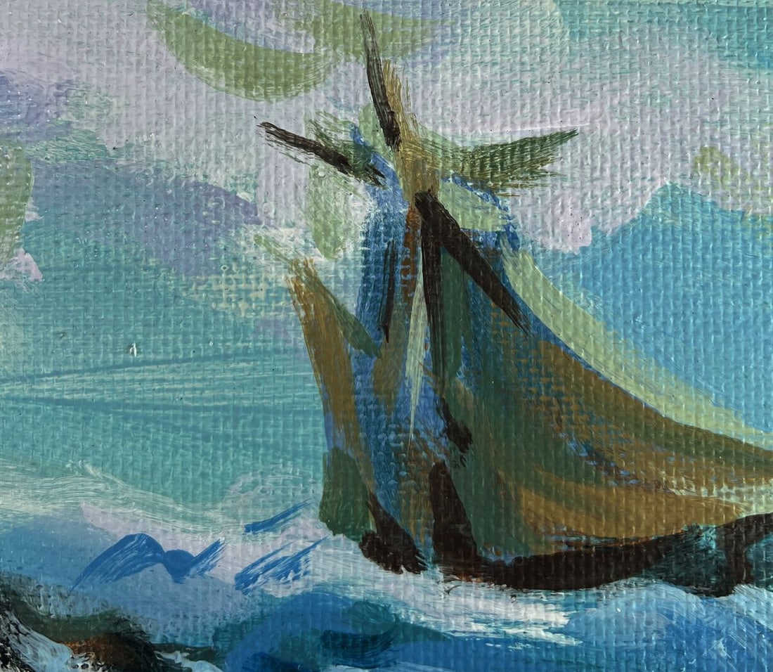 Acrylic painting Ship among the rocks Mykhailo Patskan - 5