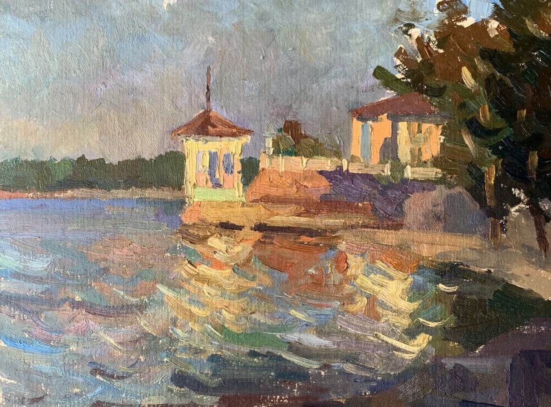 Oil painting Seaport Peter Tovpev: Title: Oil painting Seaport Peter Tovpev Description: ?AAA3397"Seaport" is a captivating Oil painting that beautifully captures the bustling atmosphere of a harbor scene. The artist uses a rich and