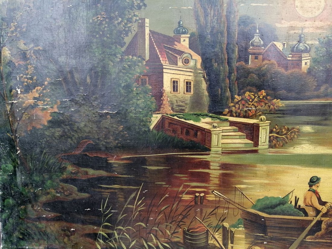 Oil painting Italian landscape Unknown artist - 5