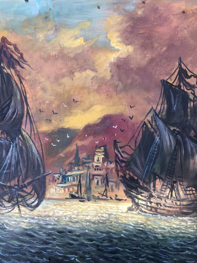 Oil painting Evening in the harbor Alexander Arkadievich Litvinov - 3