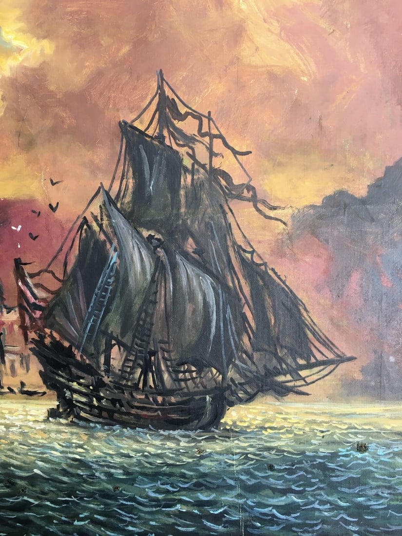 Oil painting Evening in the harbor Alexander Arkadievich Litvinov - 4