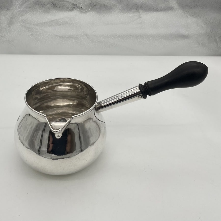 Early 18th Century Antique George II Sterling Silver Large Brandy Pan London 1729 James Gould - 2