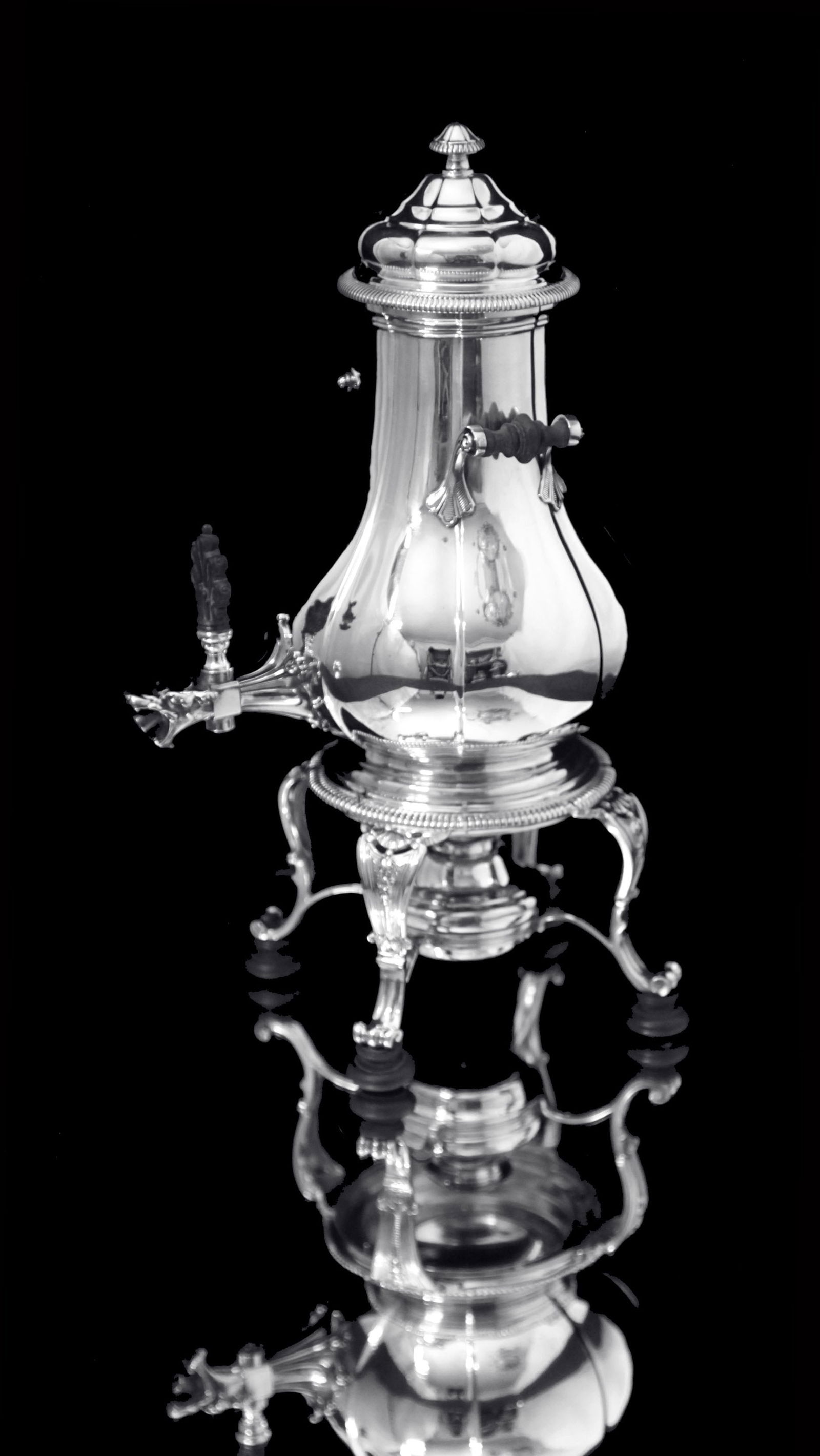 BOIN-TABURET, FABERGE - 8pc. FRENCH ANTIQUE 950 STERLING SILVER TEA SET + 6 FABERGE ESPRESSO CUPS ! - 7