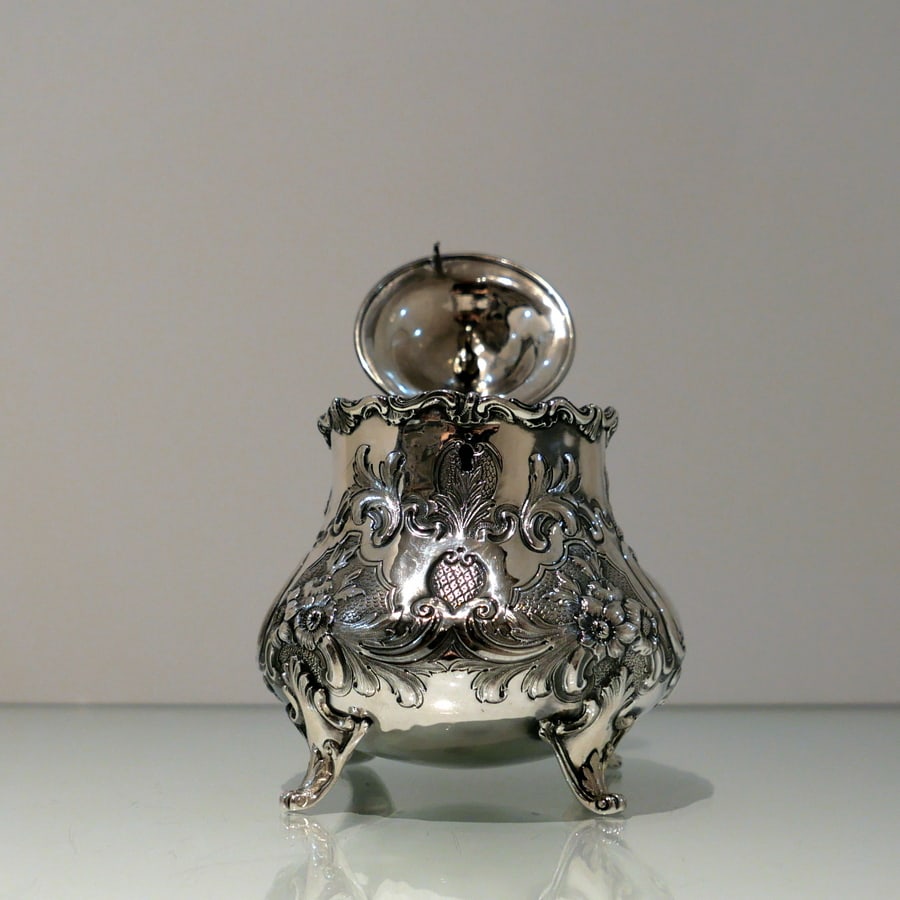 Mid 19th Century Antique Victorian Sterling Silver Tea Caddy London 1854 William Hunter - 7