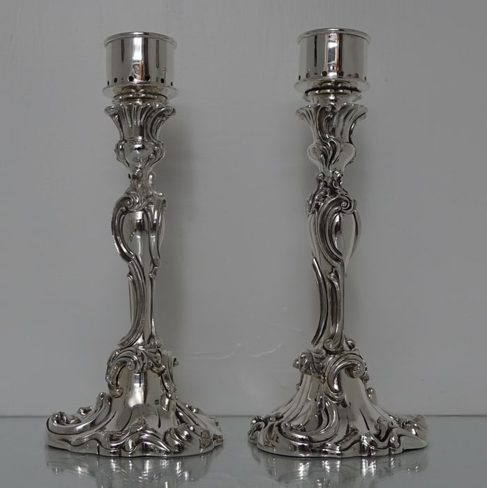19th Century Antique Victorian Set of Four Silver-Plated Storm Candlesticks Elkington & Co - 2