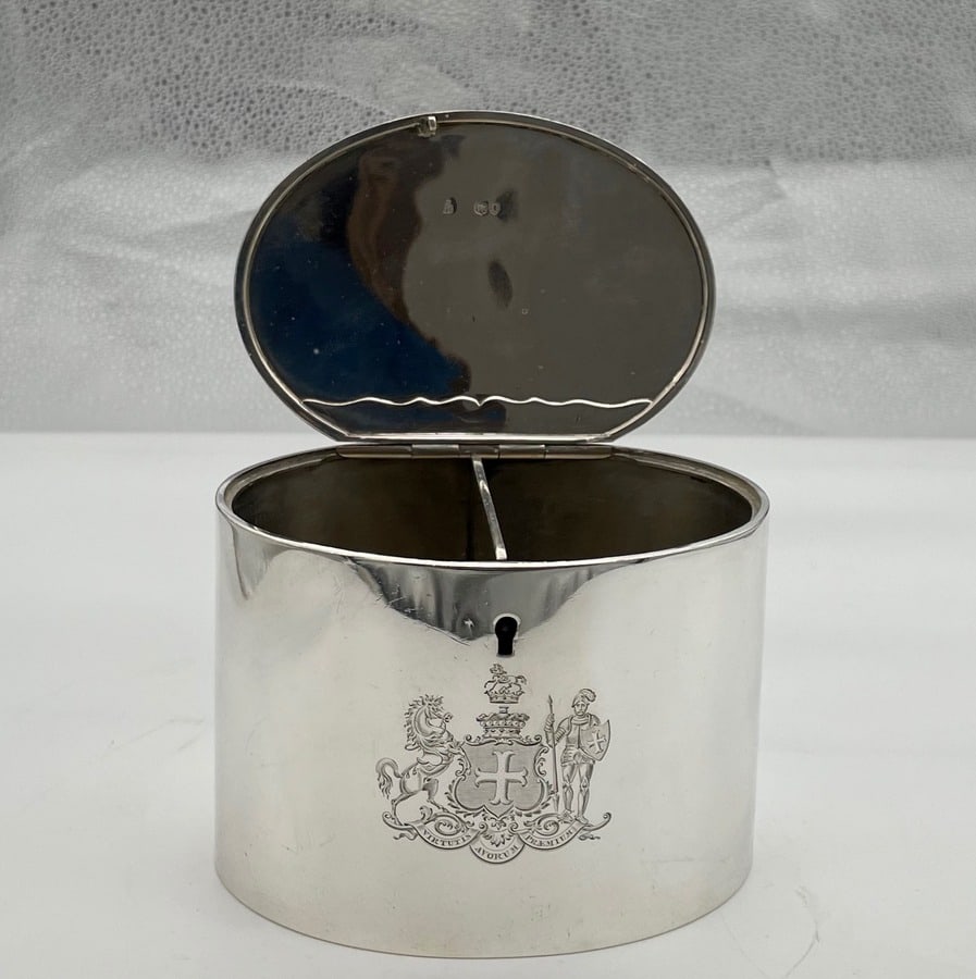 19th Century Antique Victorian Sterling Silver Tea Caddy London 1889 James Garrard - 7