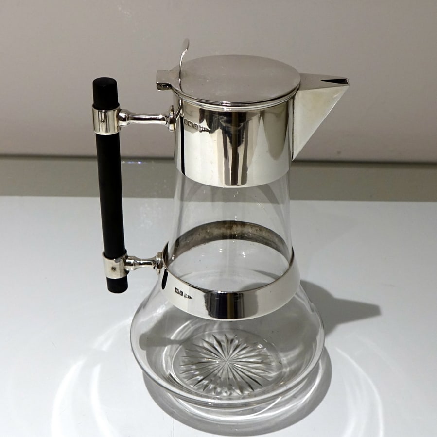 Early 20th Century Antique Edwardian Sterling Silver & Glass Claret Jug Sheffield 1907 Walker & Hall - 2