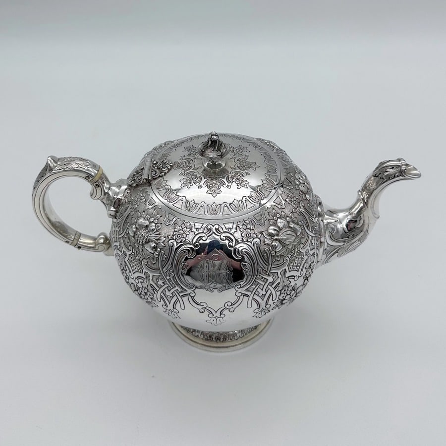 19th Century Antique Victorian Sterling Silver Teapot Edinburgh 1877 Marshall & Sons - 2