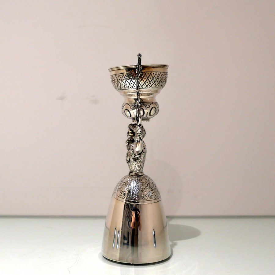 19th Century Antique Victorian Sterling Silver Figural Wager Cup London 1884 Charles Stuart Harris - 4