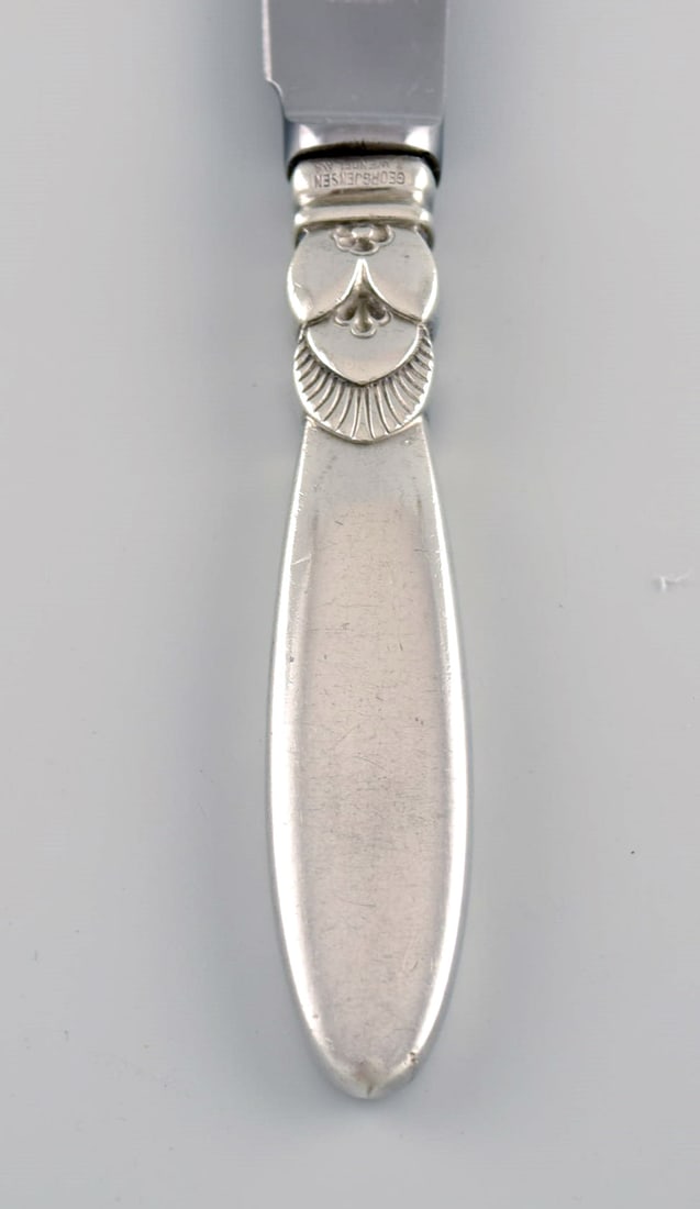 Georg Jensen Cactus lunch knife in sterling silver and stainless steel. Dated 1945-51. - 2