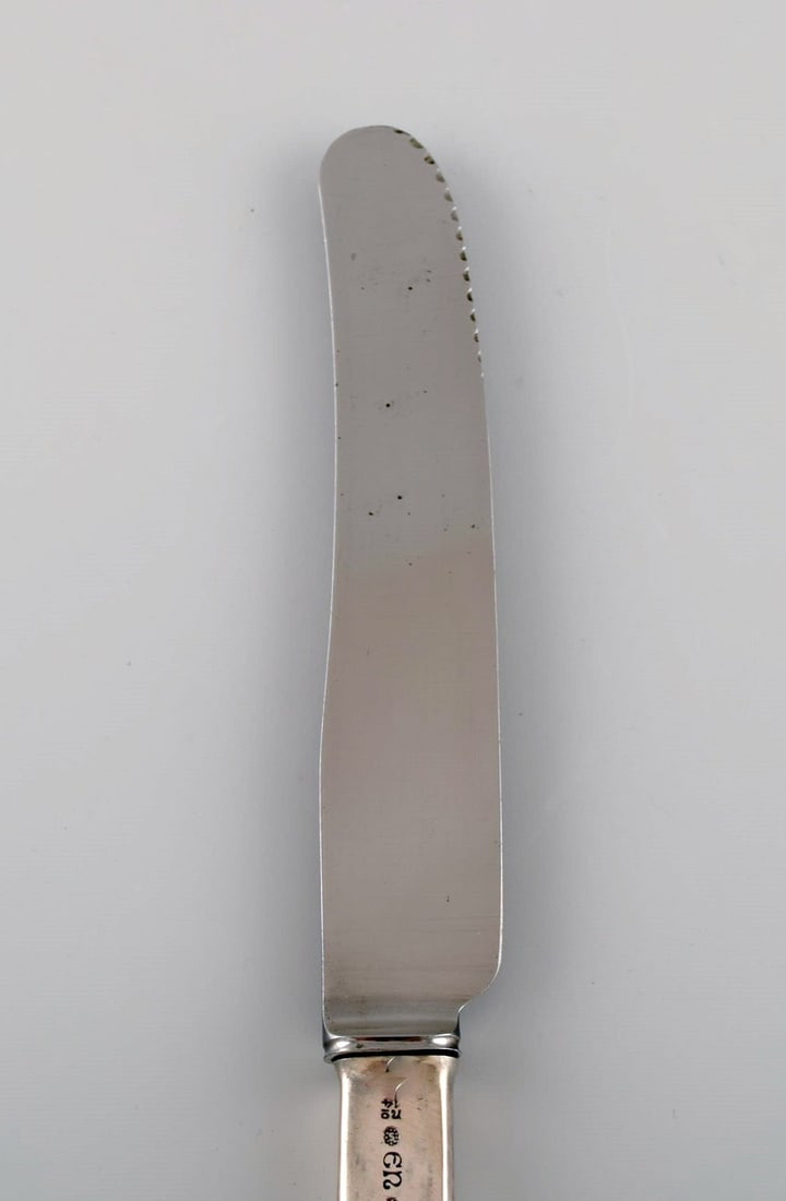 Evald Nielsen number 14 dinner knife in hammered silver (830) and stainless steel. 1920s. Two pcs in - 3
