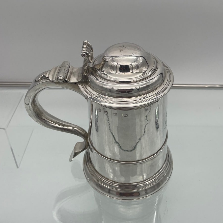 Early 18th Century Antique George II Sterling Silver Tankard & Cover London 1735 Thomas Mason - 2