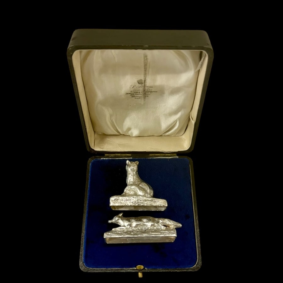 Early 20th Century Antique Edwardian Sterling Silver Novelty Pair Menu Holders London 1909 Garrard & - 2