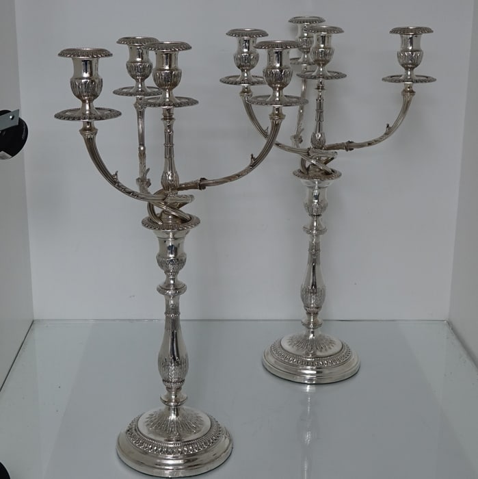 Early 19th Century Antique George IV Pair Old Sheffield Four Light Candelabra Circa 1828 Roberts - 2