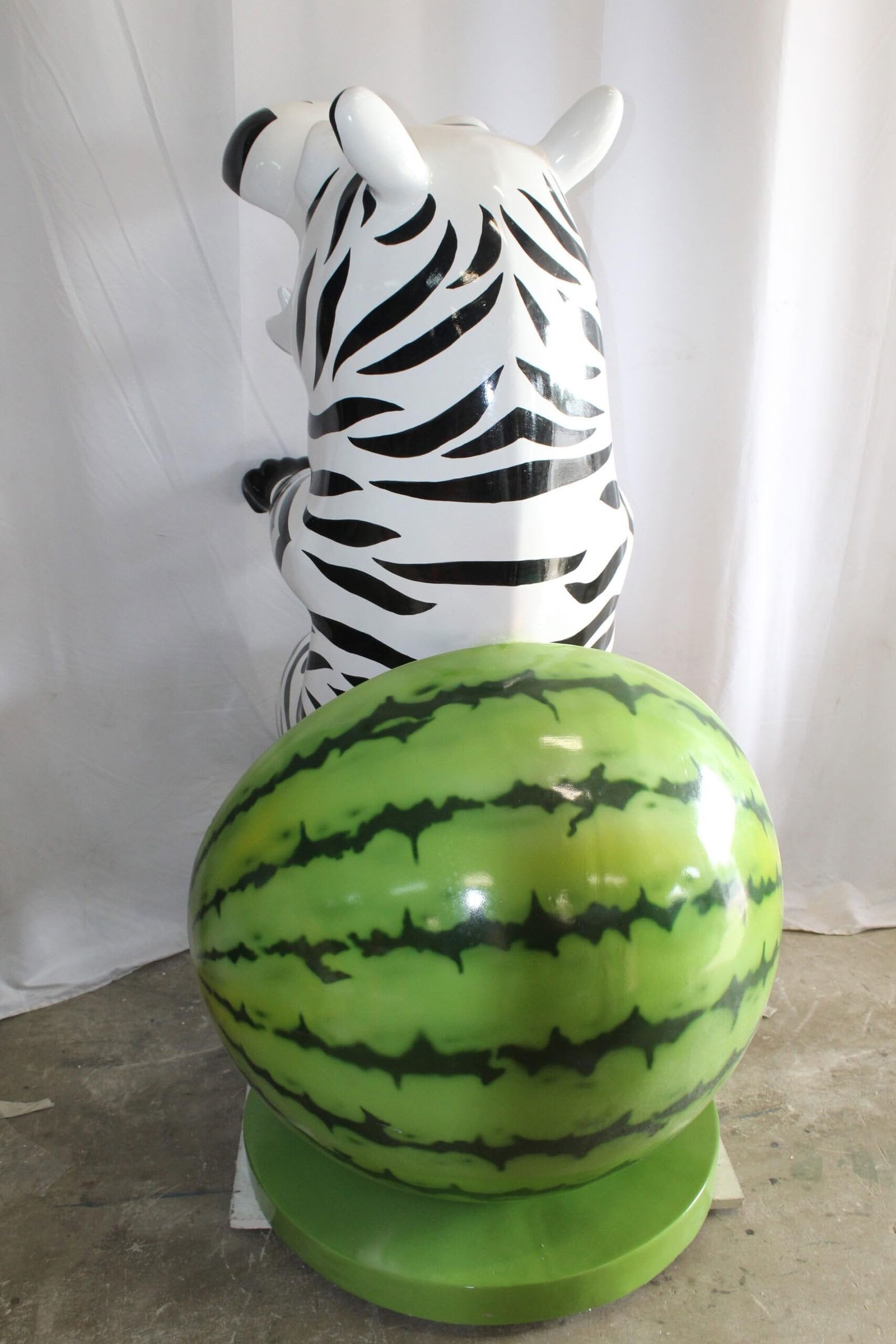 Happy Hippo Wearing Pajamas on a Watermelon Fiberglass statue 40" x 58" x 67"H - 10