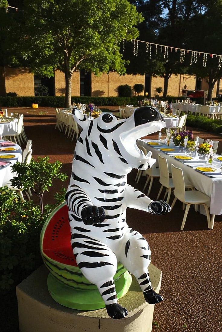 Happy Hippo Wearing Pajamas on a Watermelon Fiberglass statue 40" x 58" x 67"H - 11