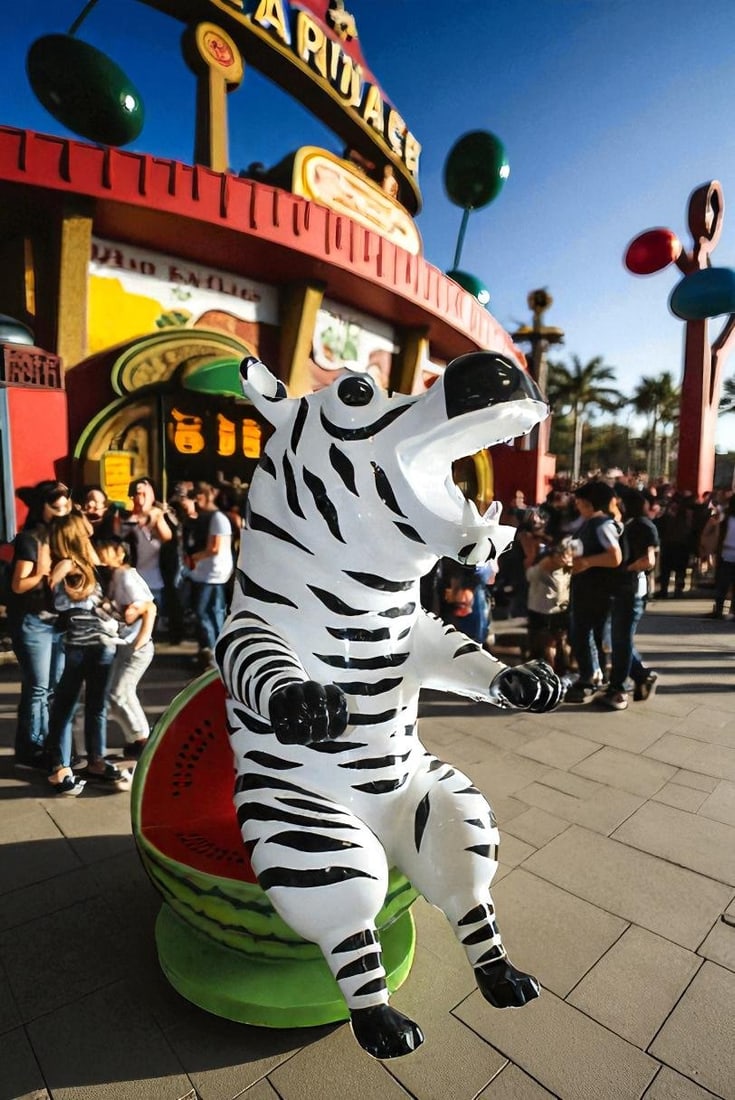 Happy Hippo Wearing Pajamas on a Watermelon Fiberglass statue 40" x 58" x 67"H - 2
