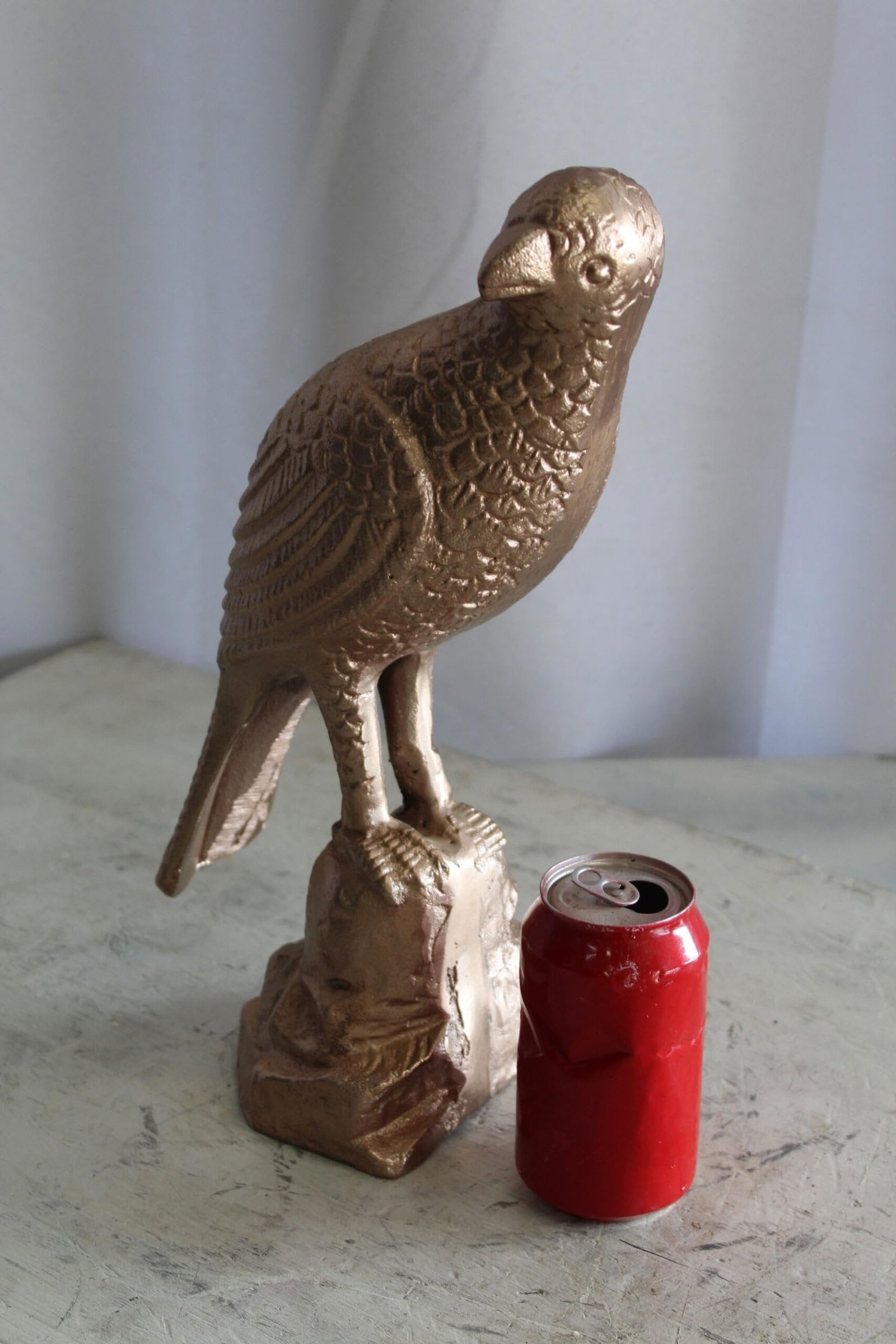 Aluminum Bird on Rock with Gold Finish, Elegant Decor 7" x 5" x 15"H - 4