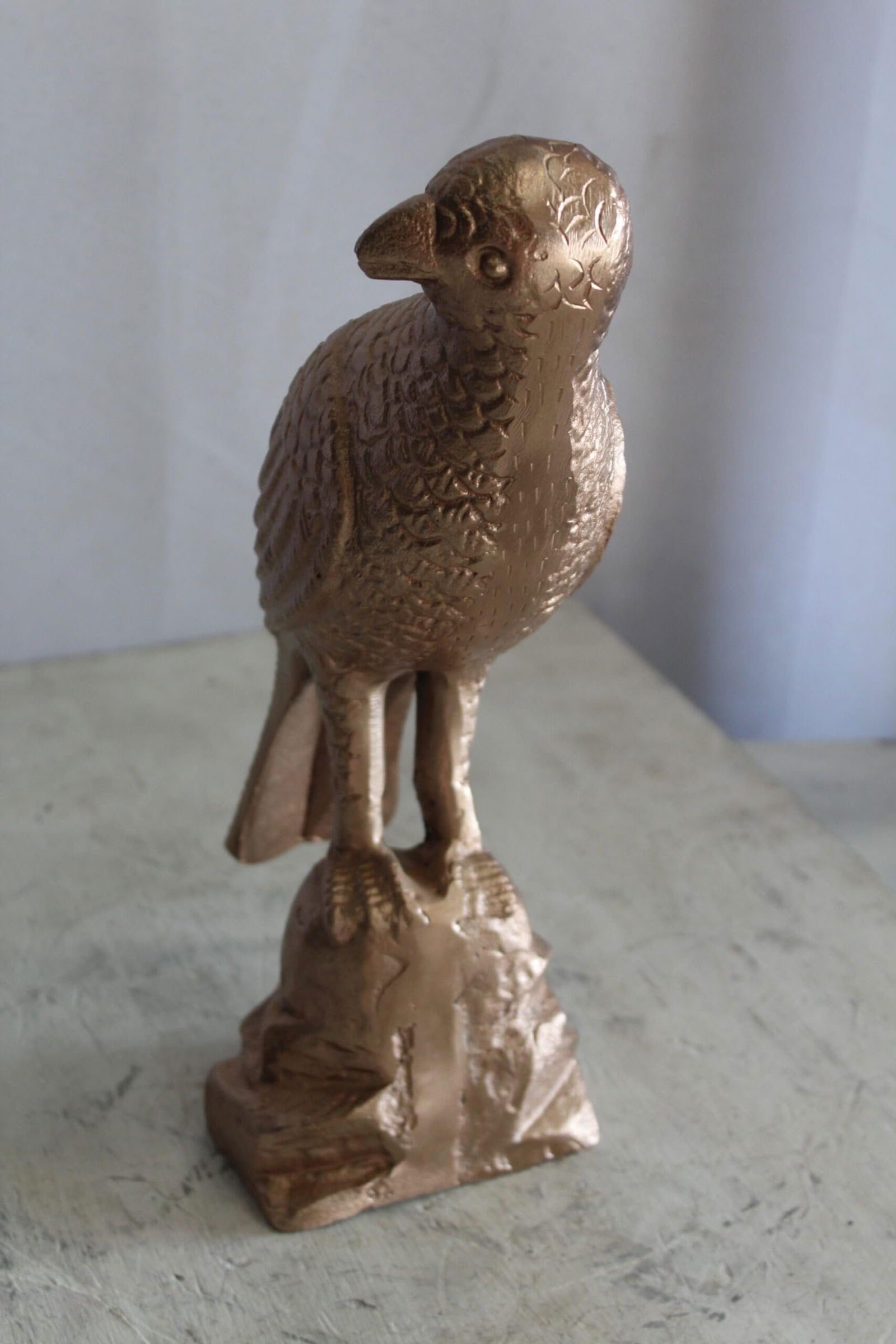 Aluminum Bird on Rock with Gold Finish, Elegant Decor 7" x 5" x 15"H - 6