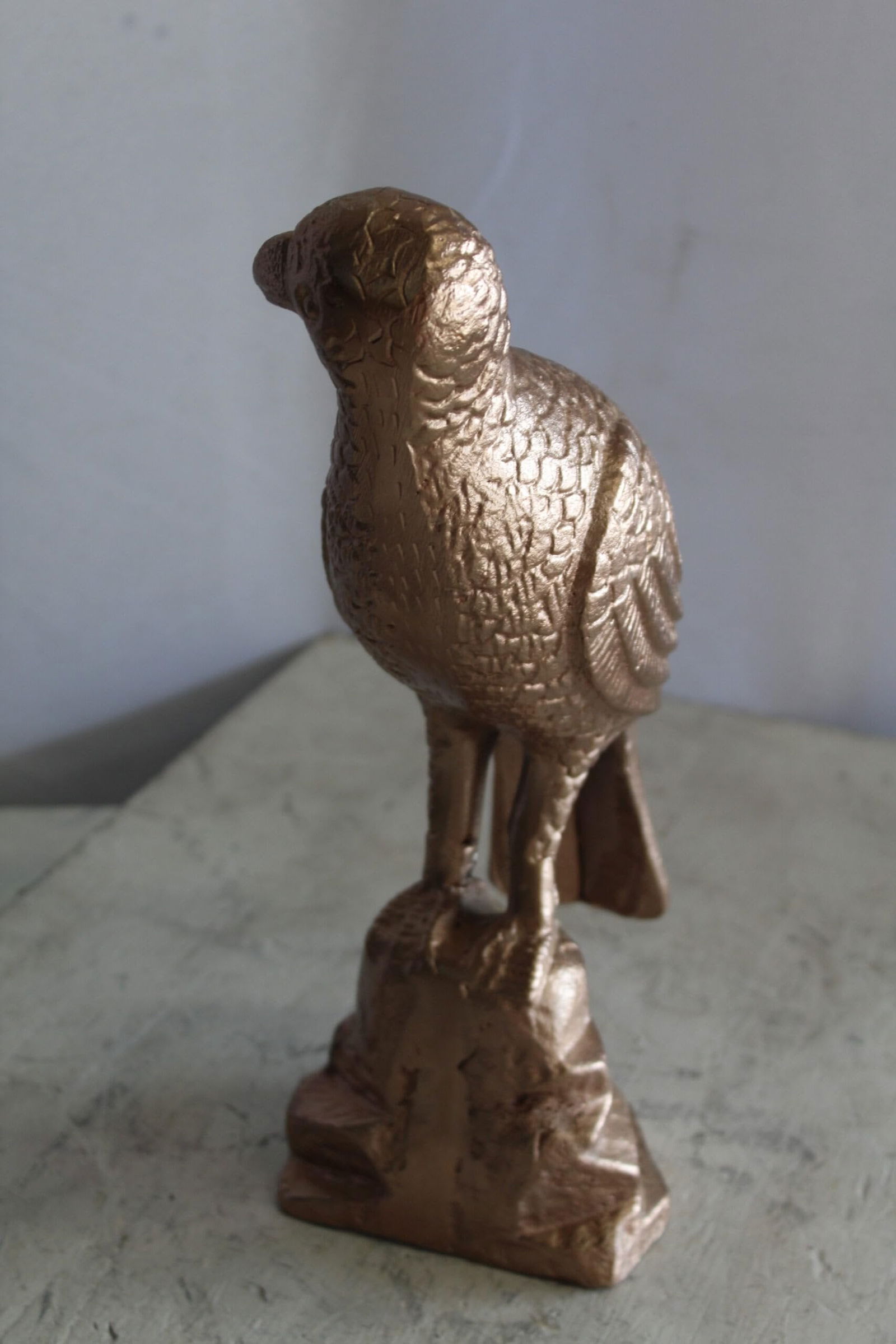 Aluminum Bird on Rock with Gold Finish, Elegant Decor 7" x 5" x 15"H - 7