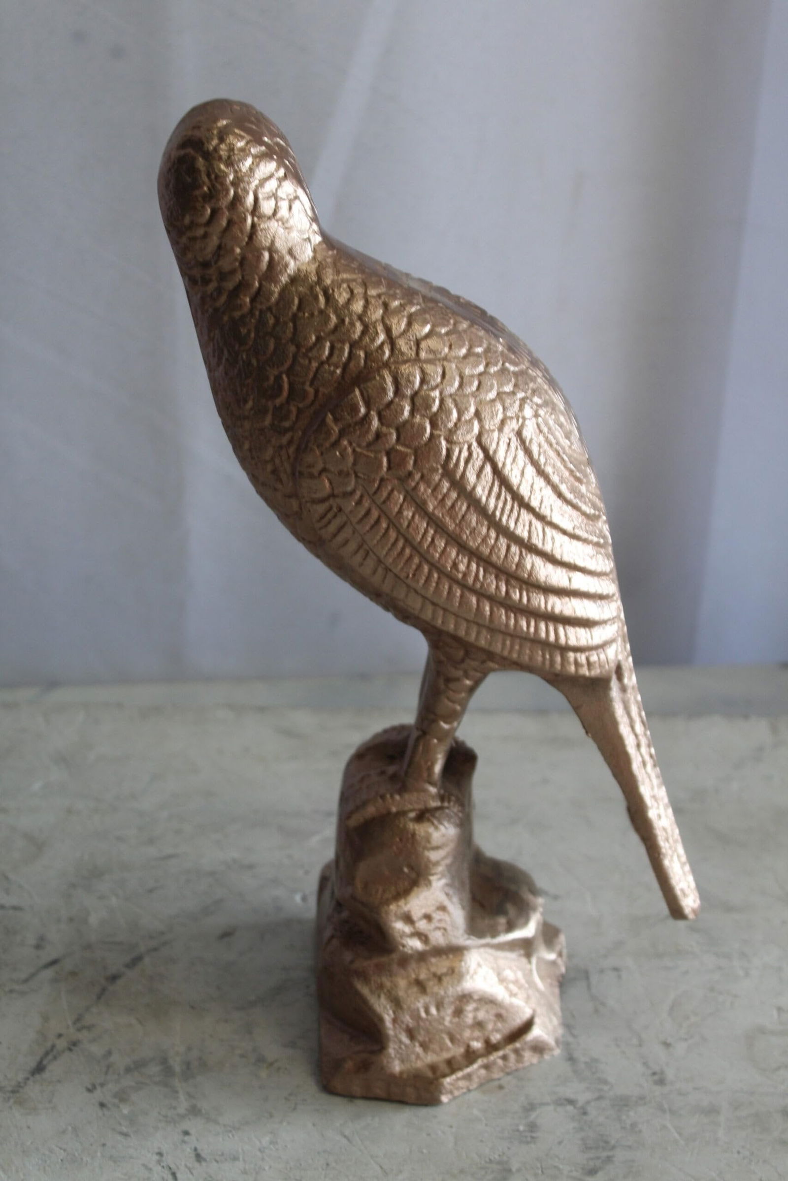 Aluminum Bird on Rock with Gold Finish, Elegant Decor 7" x 5" x 15"H - 9