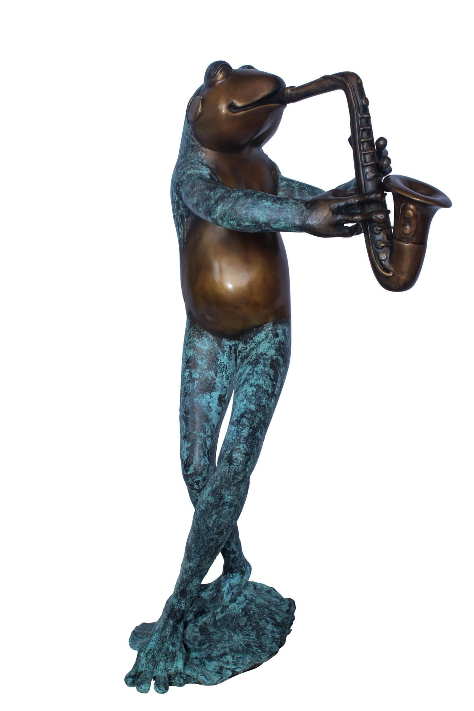 Musical Frog Playing Saxophone Bronze Fountain, Fun home Decor 14" x 9" x 32"H: Title:Musical Frog Playing Saxophone Bronze Fountain, Fun home Decor 14" x 9" x 32"H Description:Musical frog playing saxophone bronze fountain, fun home decor, handcrafted and casted using traditiona