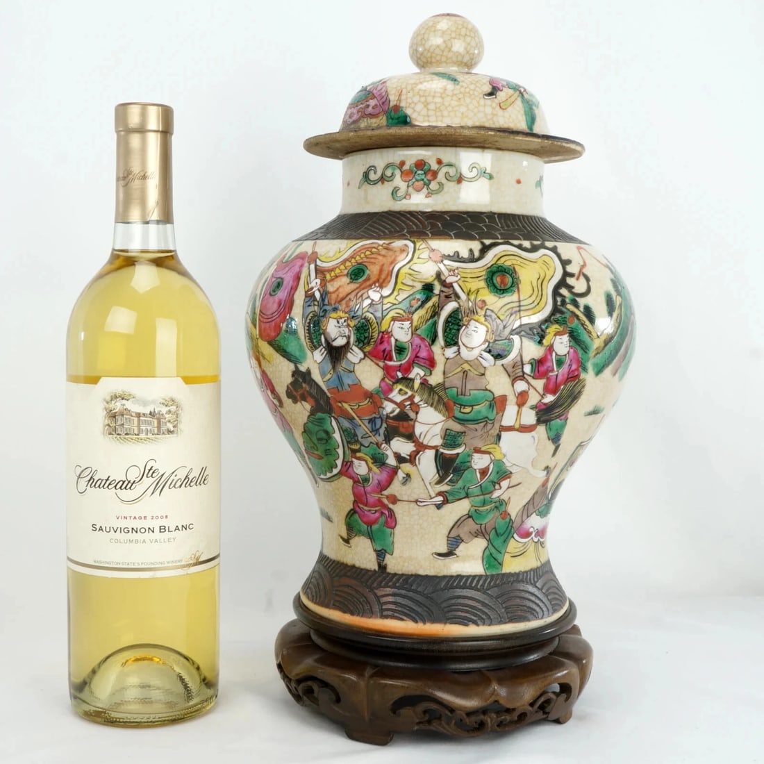 Large Chinese Warrior Lidded Jar circa 1900 - 2