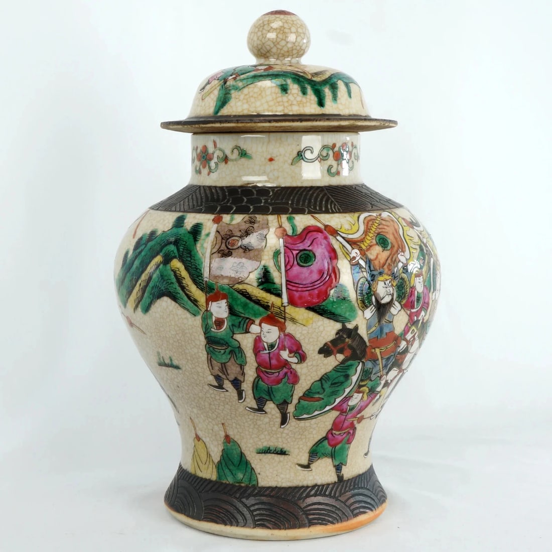Large Chinese Warrior Lidded Jar circa 1900 - 5