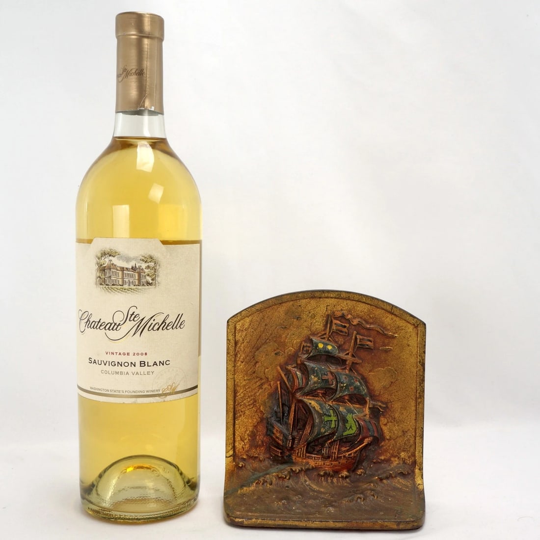 Single Ship at Sunrise Iron Bookend circa 1925 - 2