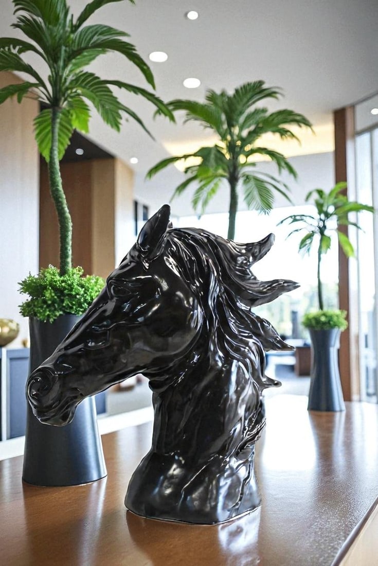 Pure Elegance, Fiberglass Black Stallion Bust 36" x 14" x 36"H - 2