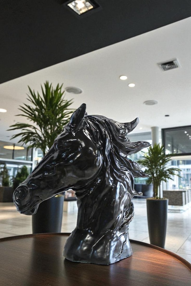 Pure Elegance, Fiberglass Black Stallion Bust 36" x 14" x 36"H - 3