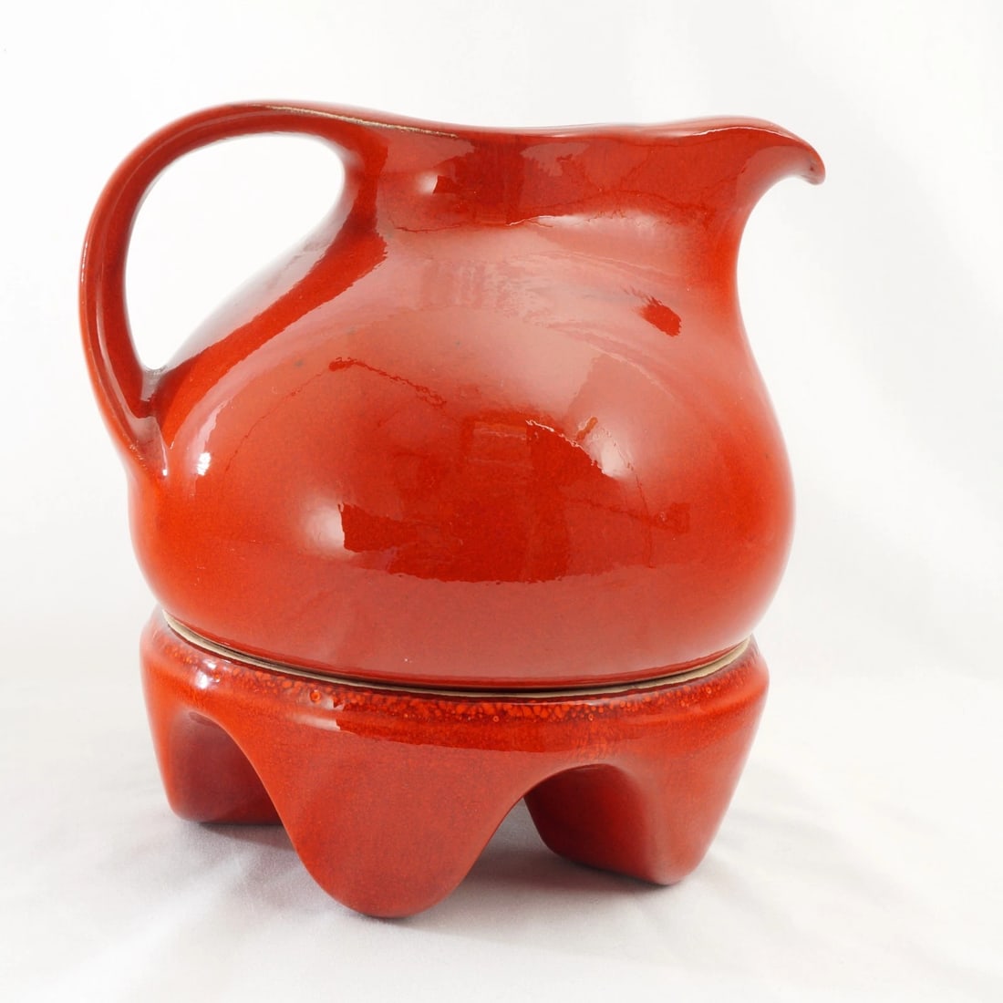 1960s MCM German Ceramic Pitcher and Stand - 8
