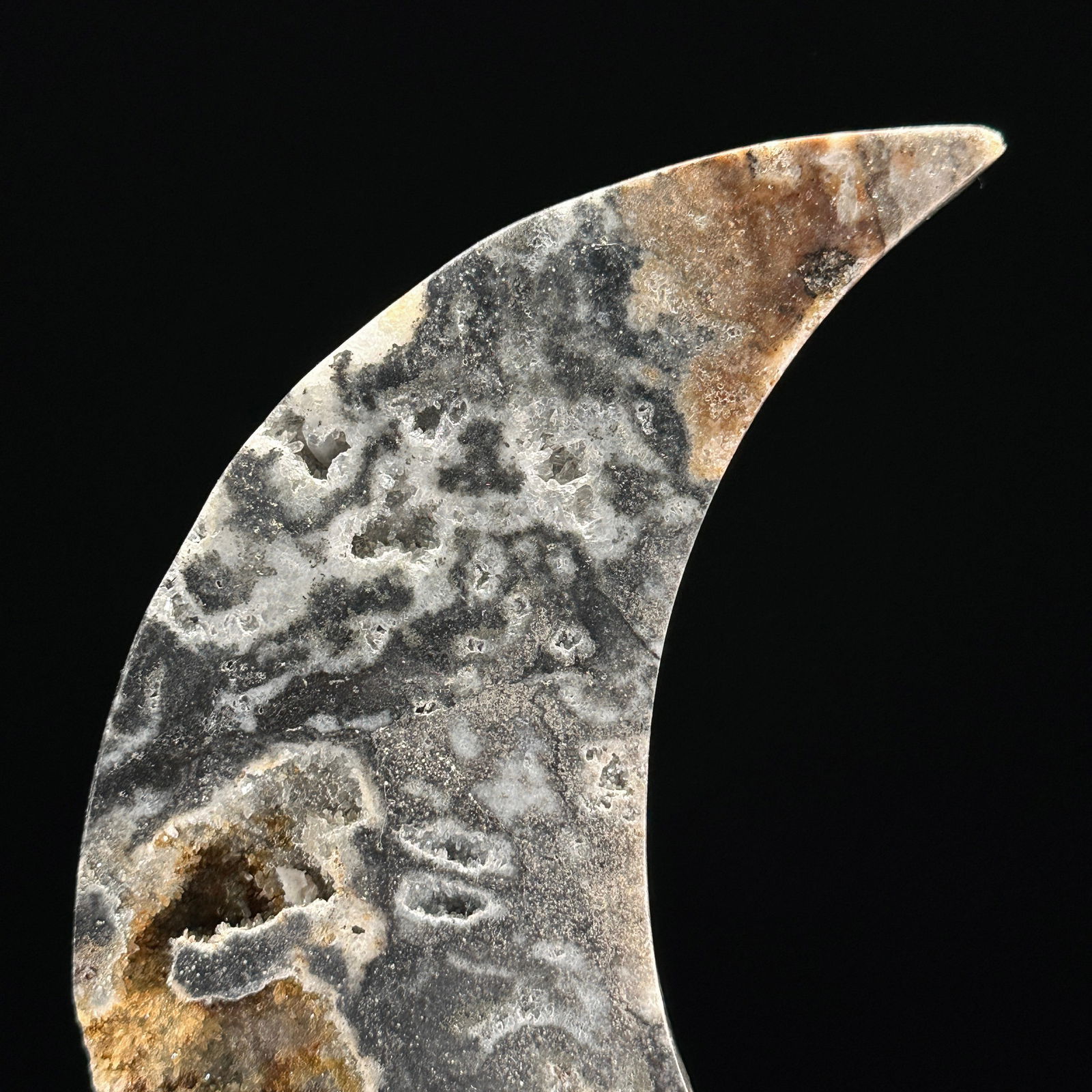 A beautiful crystal quartz moon on a custom stand - 2