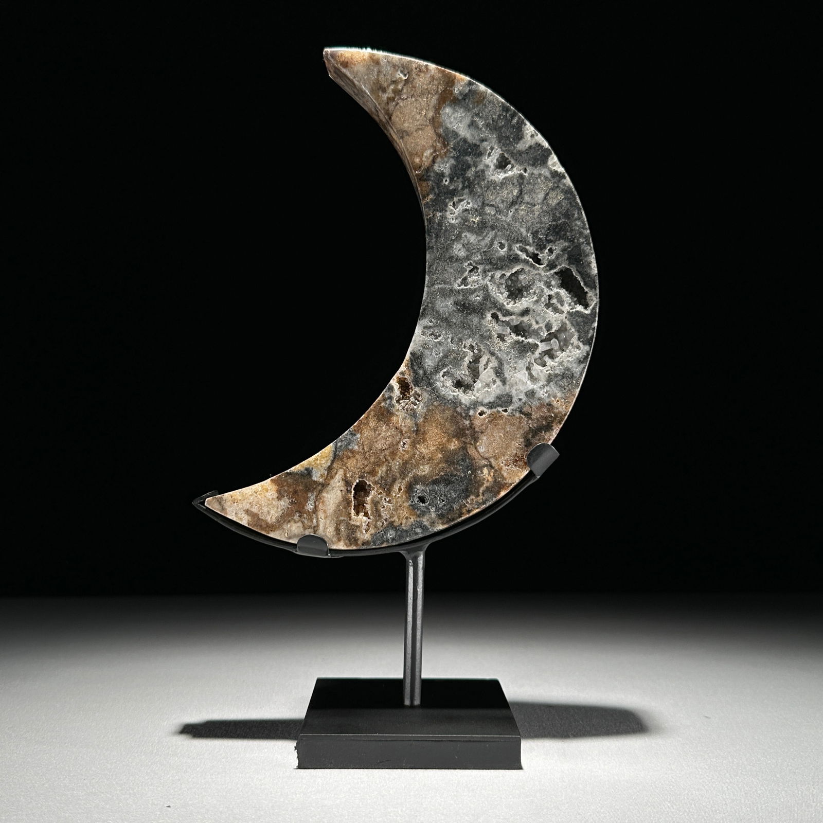 A beautiful crystal quartz moon on a custom stand - 6