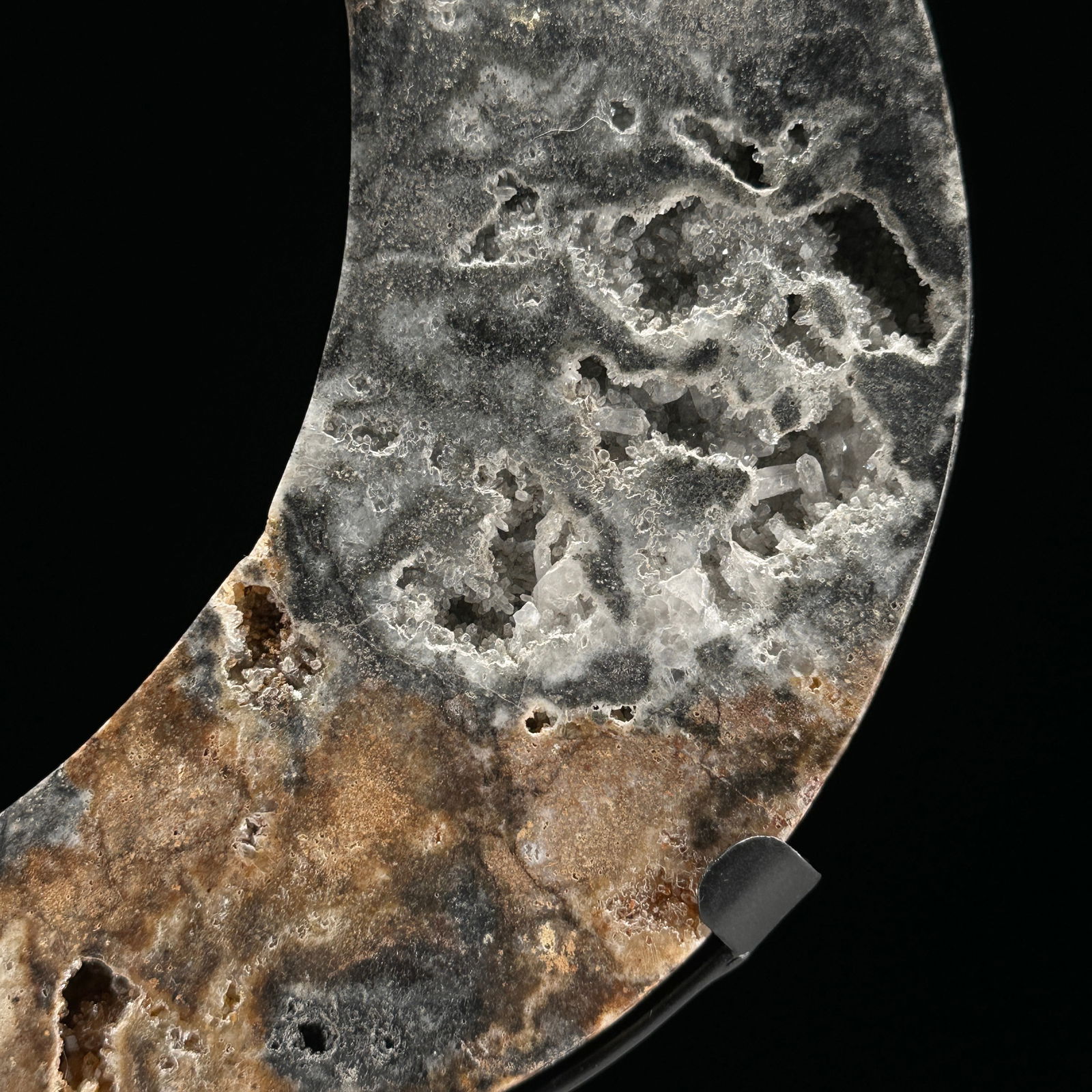 A beautiful crystal quartz moon on a custom stand - 8