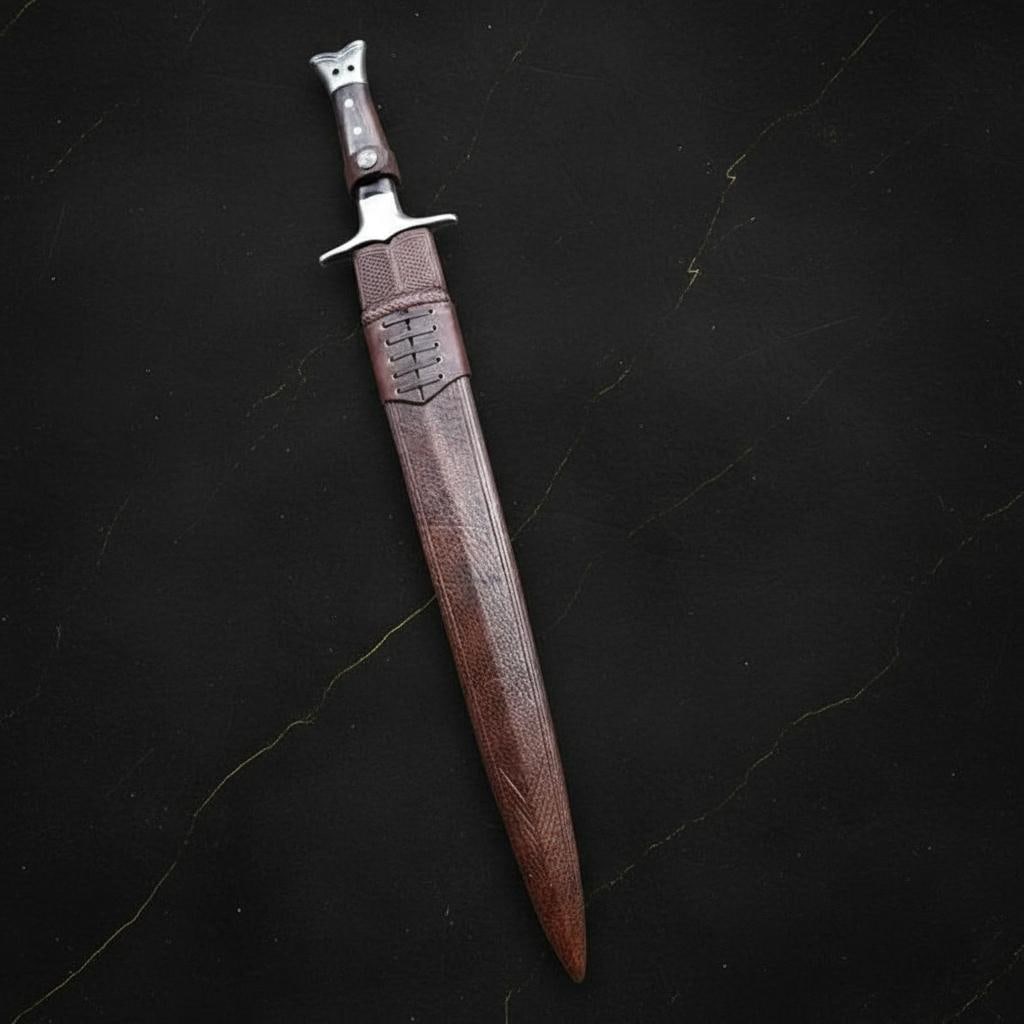 Classical Viking Sword 30 inch, Hand Forged 5160 Carbon Steel Blade, Rosewood Handle - 3