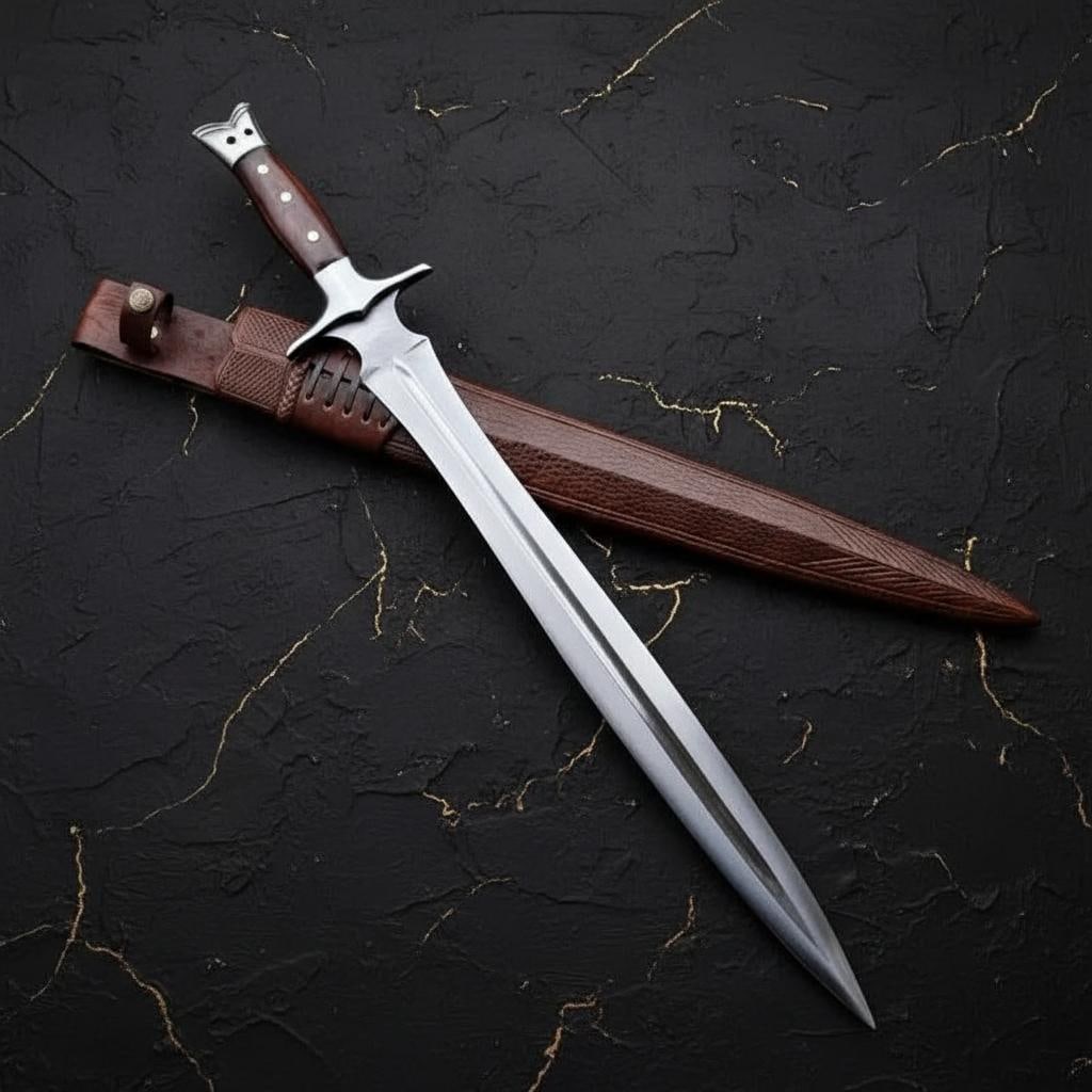 Classical Viking Sword 30 inch, Hand Forged 5160 Carbon Steel Blade, Rosewood Handle - 4
