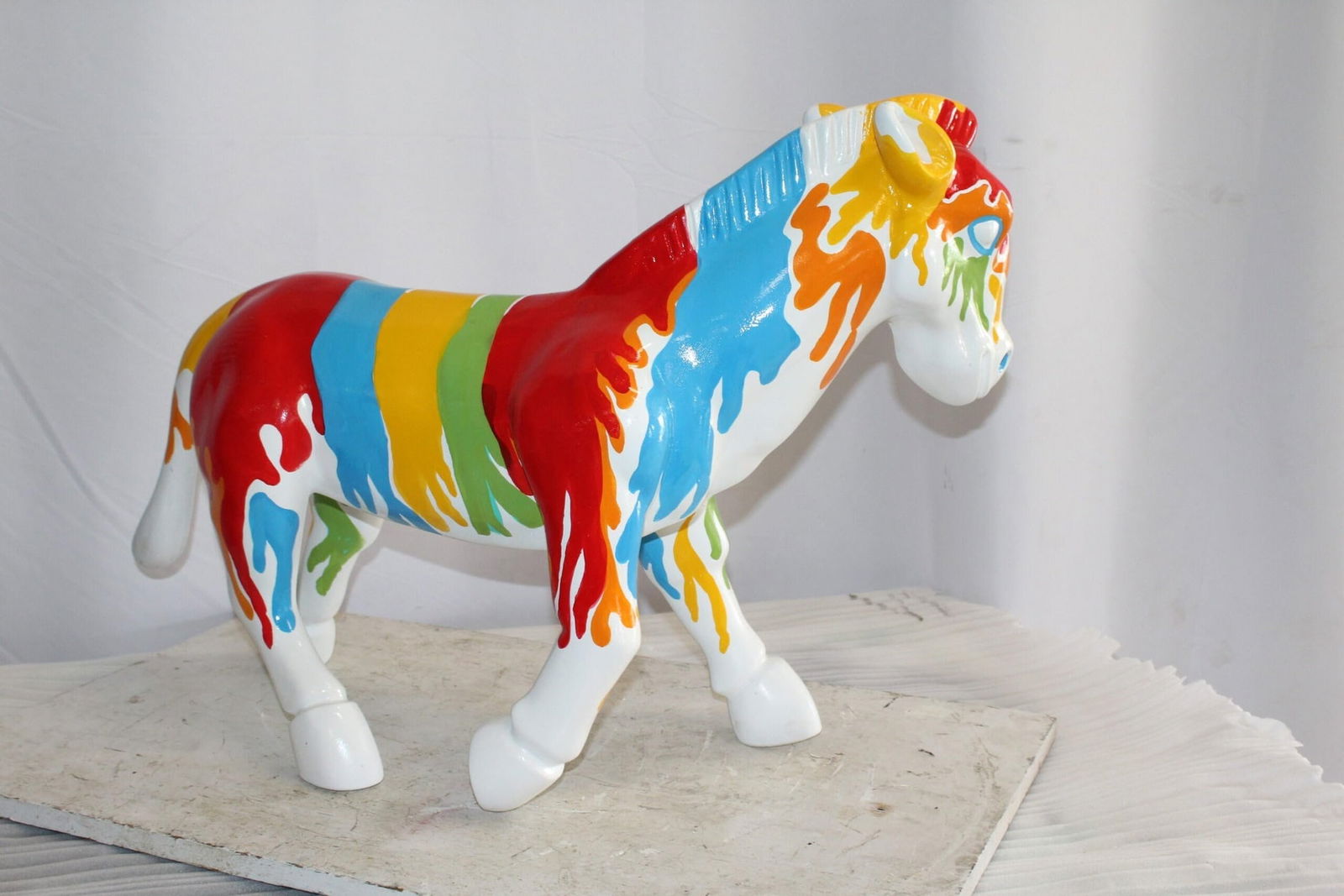 A Burst of Color Dripping Paint Fiberglass Donkey Statue 33" x 11" x 21"H - 10